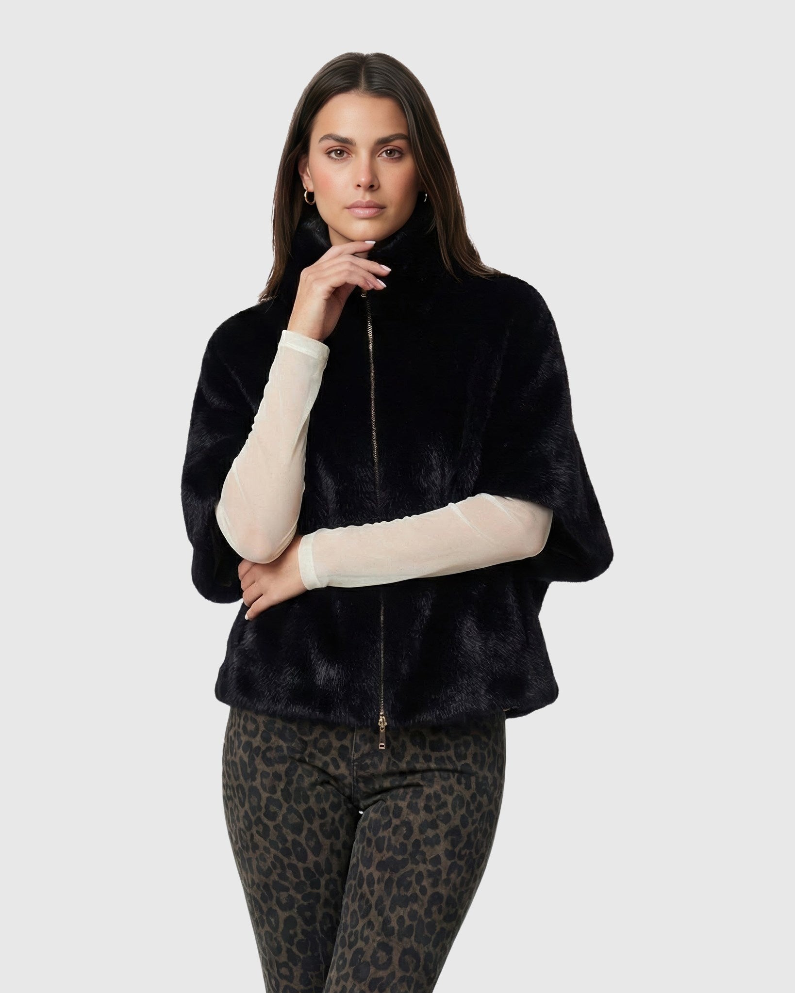 FUR-FREE MINK (FAUX FUR) HOODED PARKA