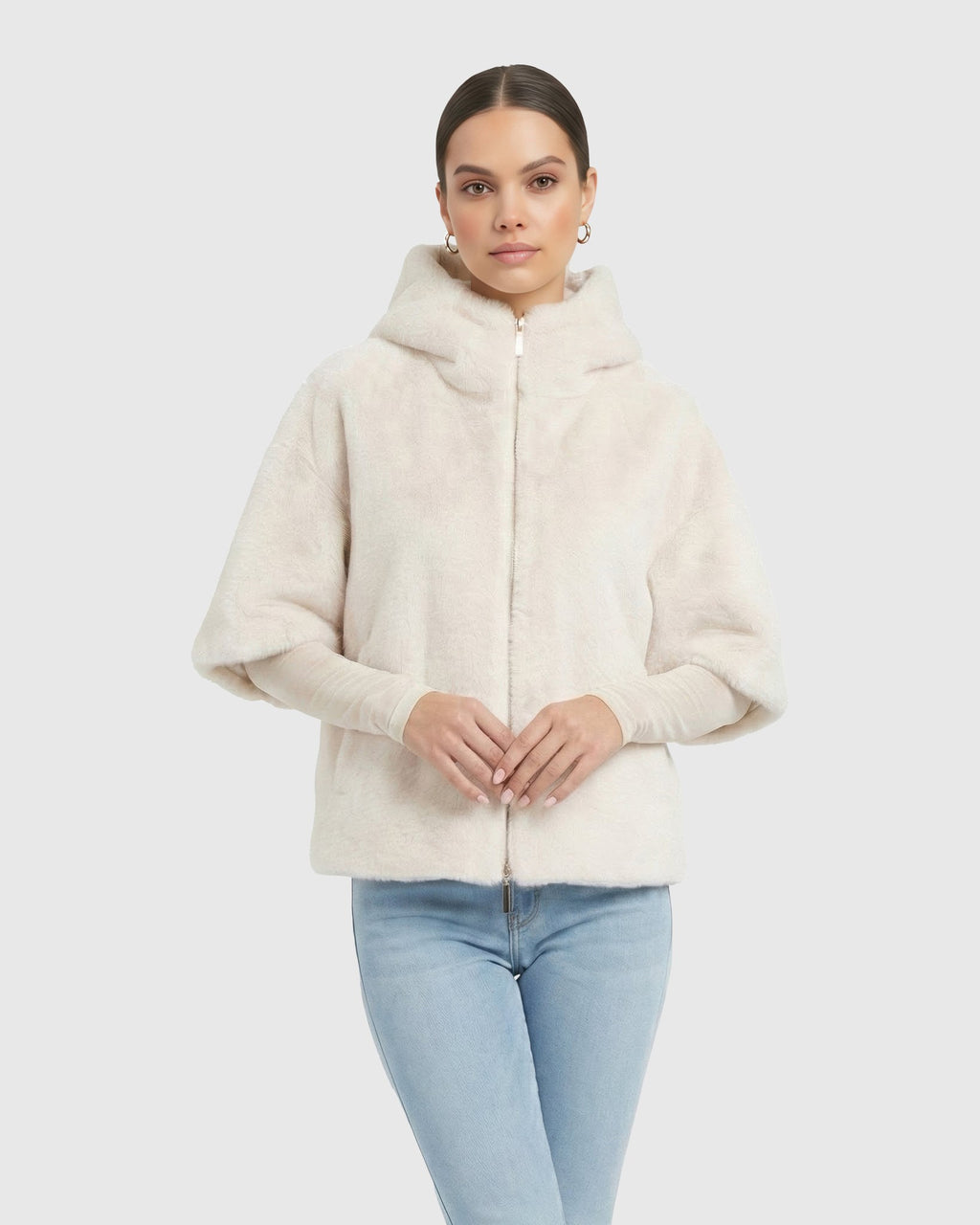FUR-FREE MINK (FAUX FUR) HOODED PARKA
