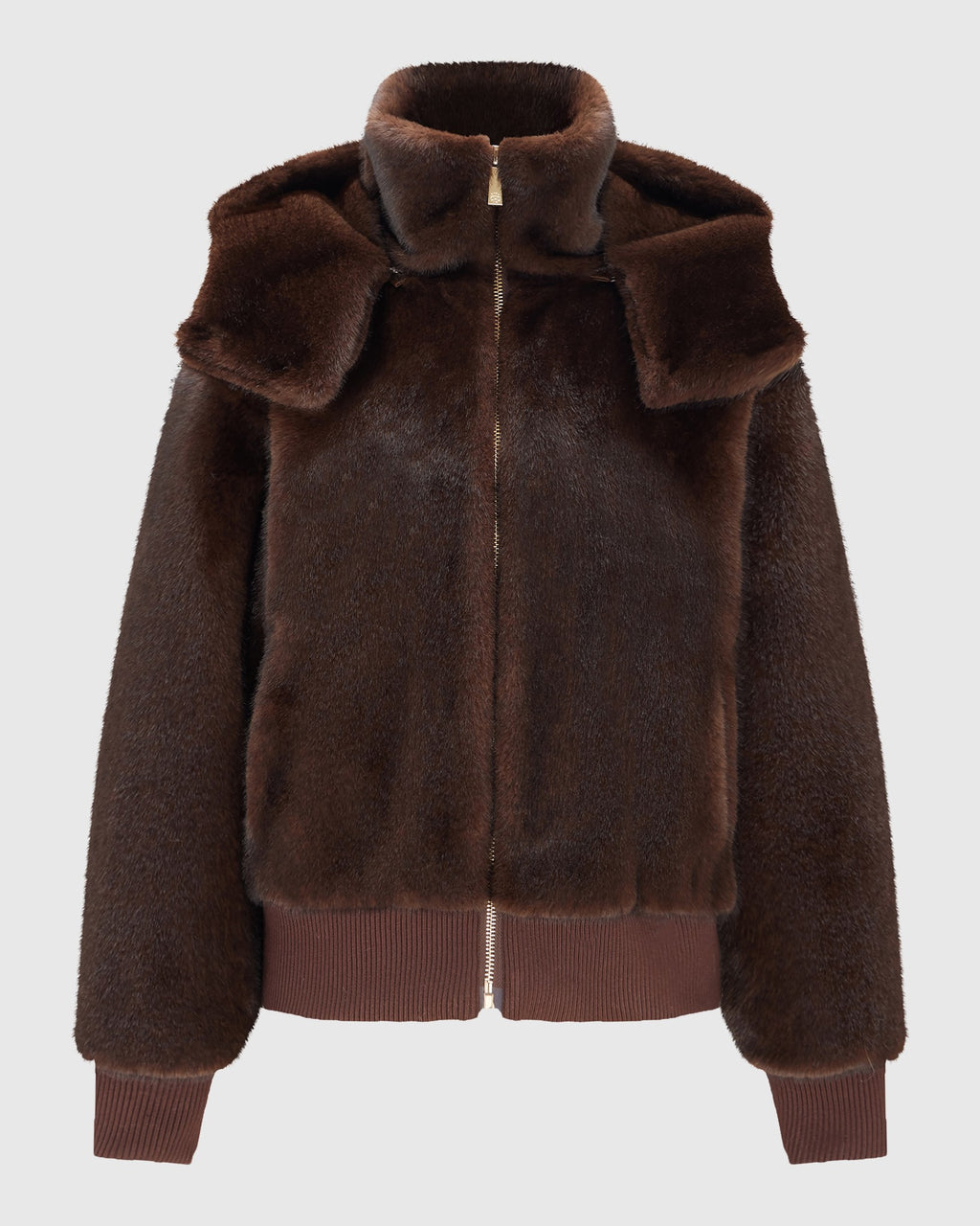 FUR-FREE MINK (FAUX FUR) PARKA WITH KNITTED CUFFS & BOTTOM