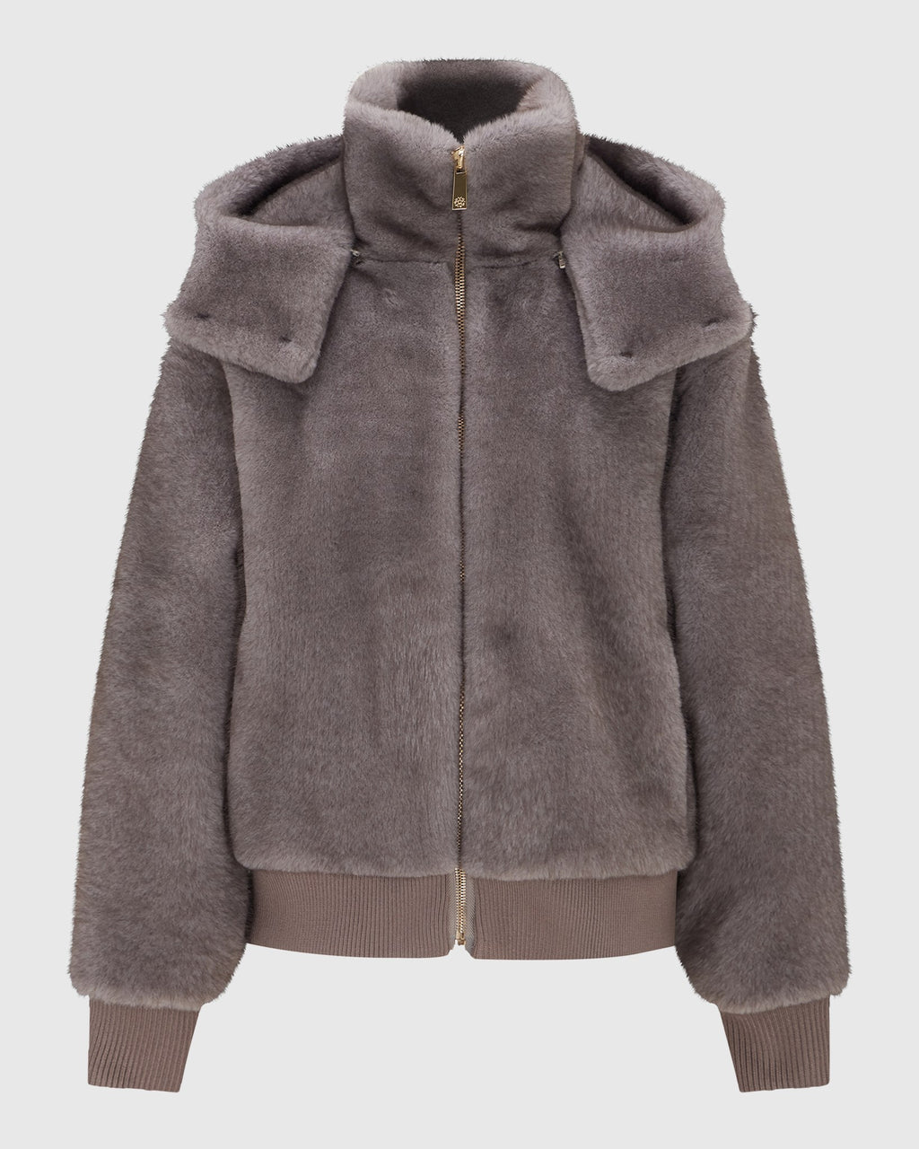 FUR-FREE MINK (FAUX FUR) PARKA WITH KNITTED CUFFS & BOTTOM