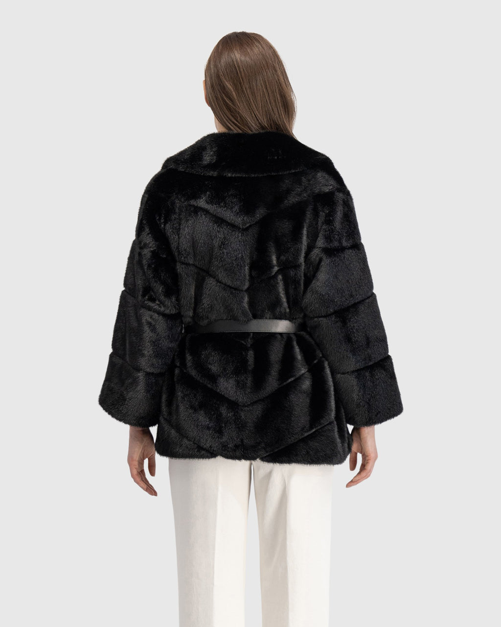 FUR-FREE MINK (FAUX FUR) JACKET, BELT