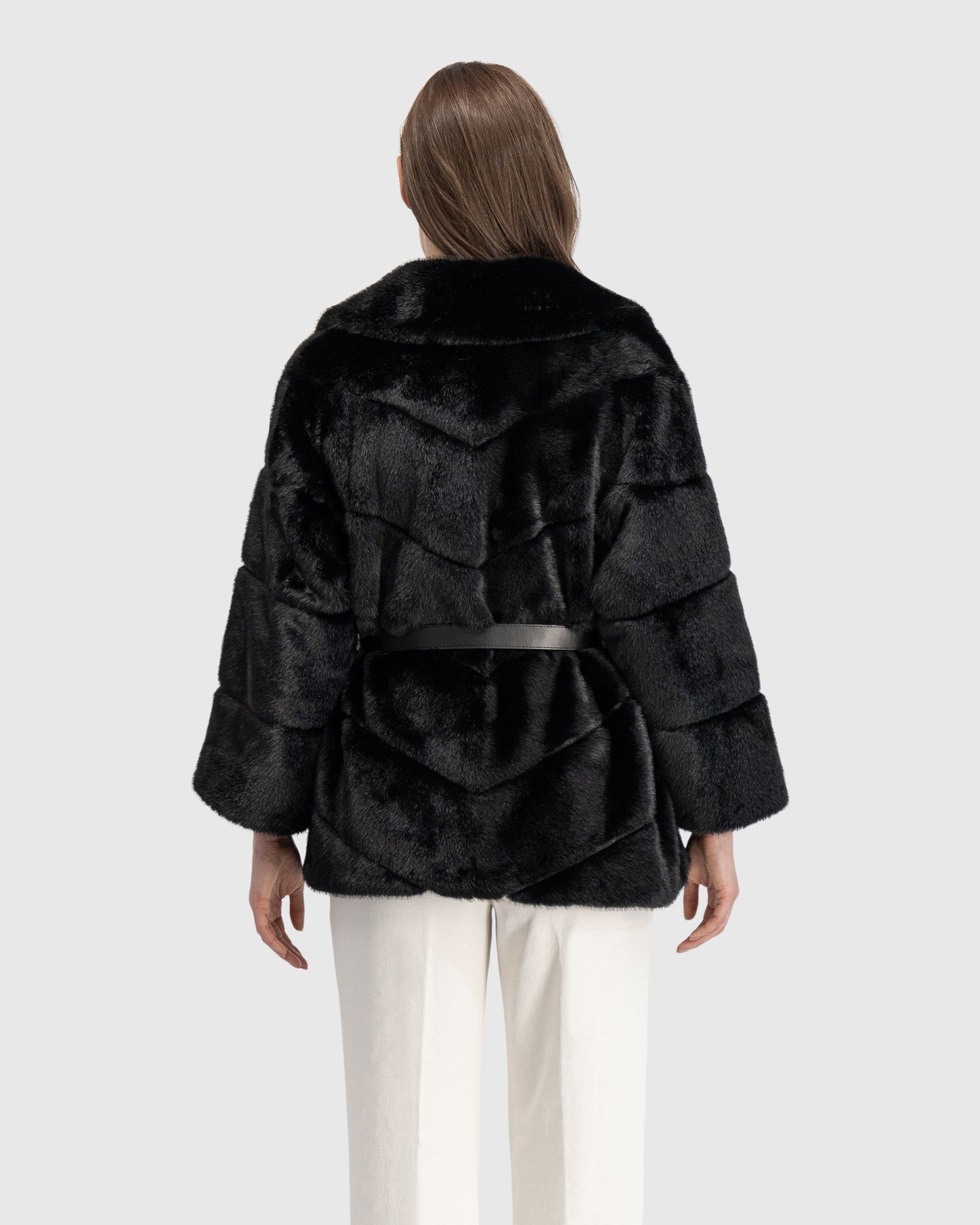 FUR-FREE MINK (FAUX FUR) JACKET, BELT
