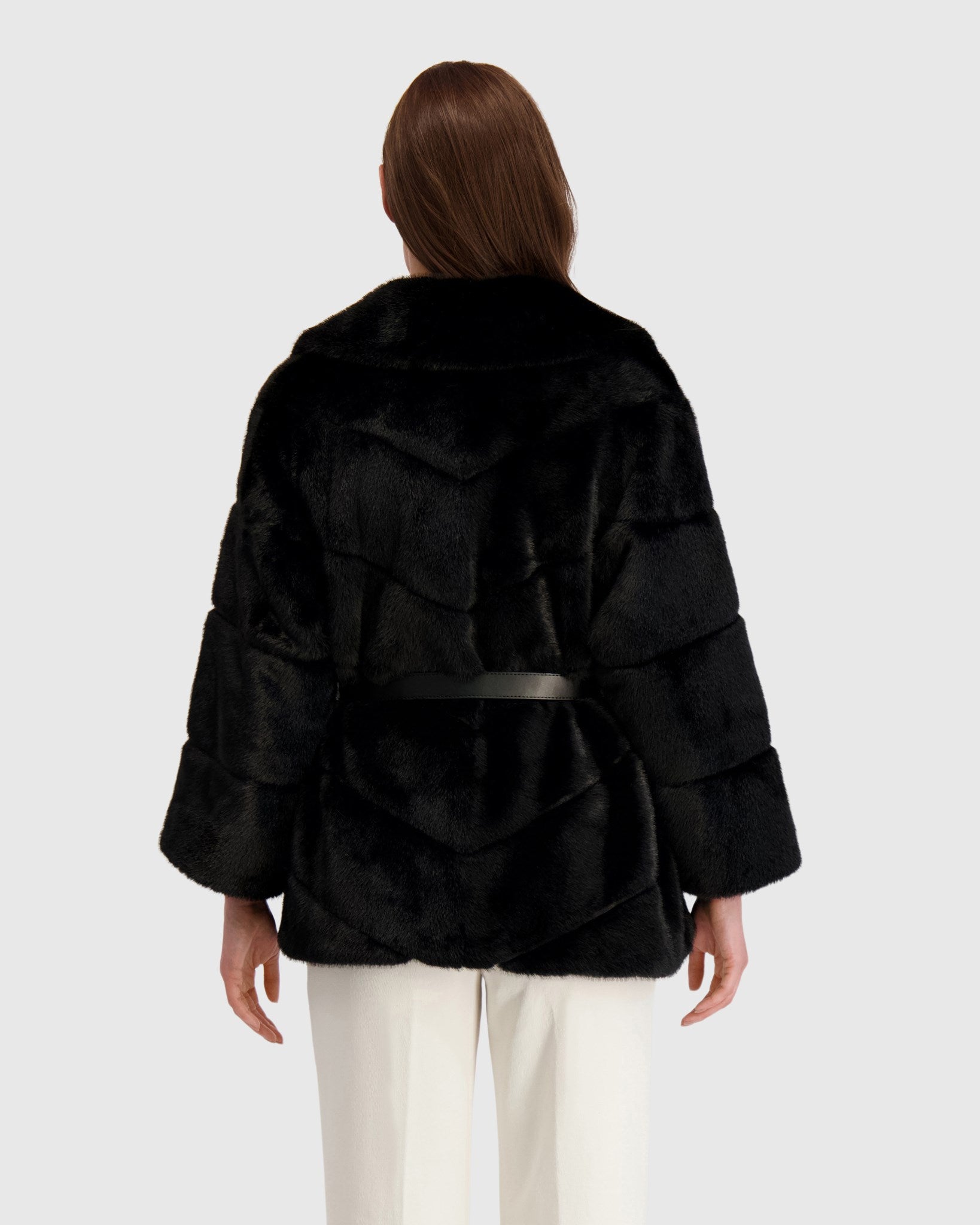 FUR-FREE MINK (FAUX FUR) JACKET, BELT