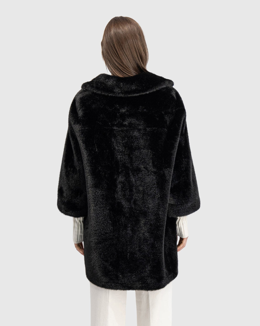 FUR-FREE MINK (FAUX FUR) JACKET - BLACK