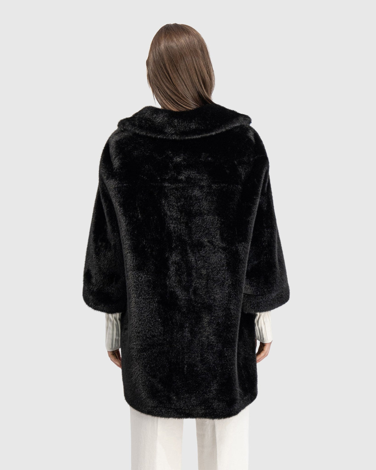 FUR-FREE MINK (FAUX FUR) JACKET - BLACK