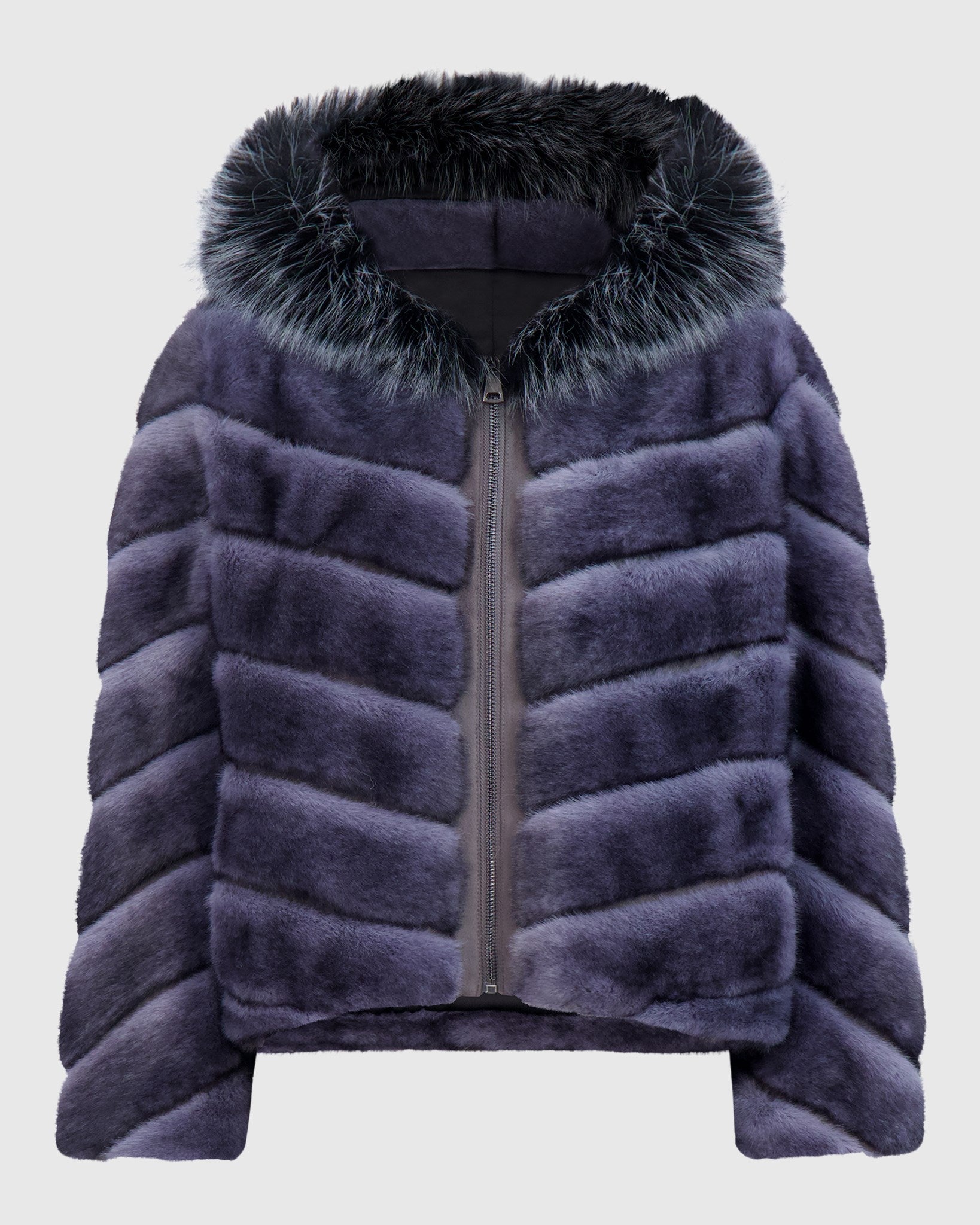 FUR-FREE MINK (FAUX FUR) JACKET WITH FUR-FREE FOX (FAUX FUR) HOOD TRIM