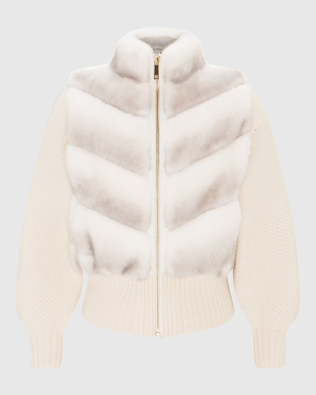 FUR-FREE MINK (FAUX FUR) JACKET WITH KNIT WOOL SLEEVES