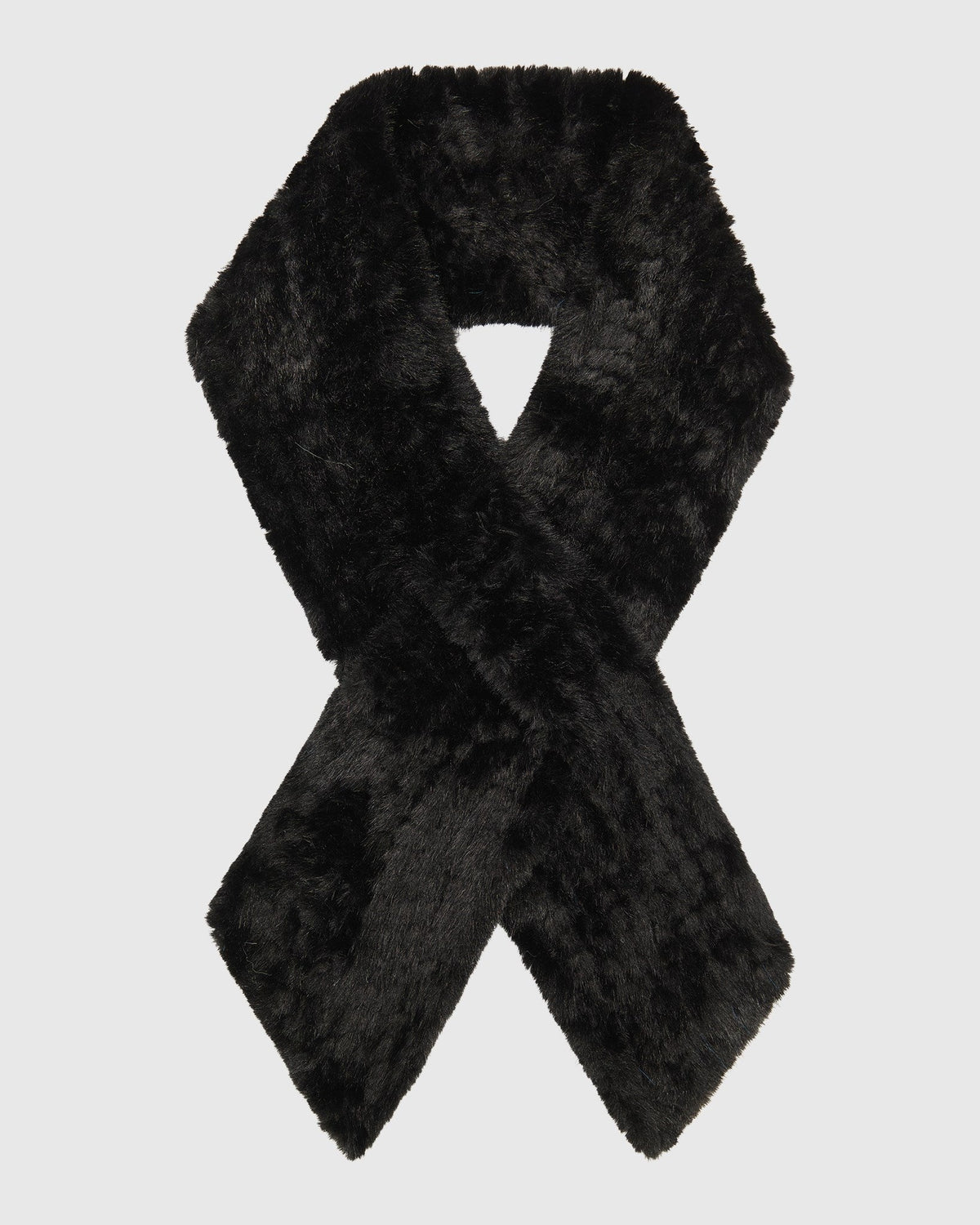 FUR-FREE MINK (PL) KNIT STOLE - BLACK