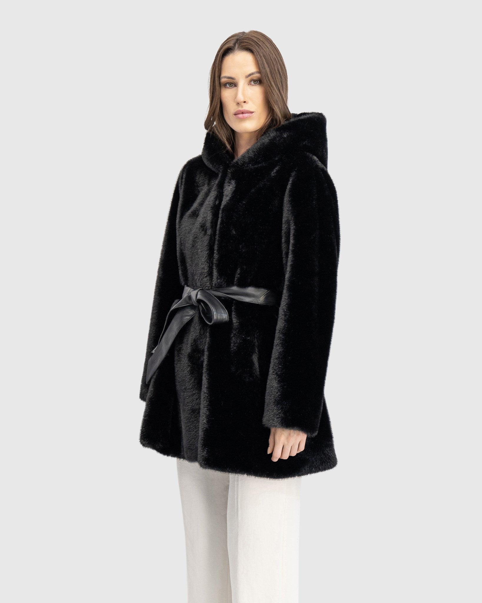 FUR-FREE MINK (FAUX FUR) PARKA, BELT