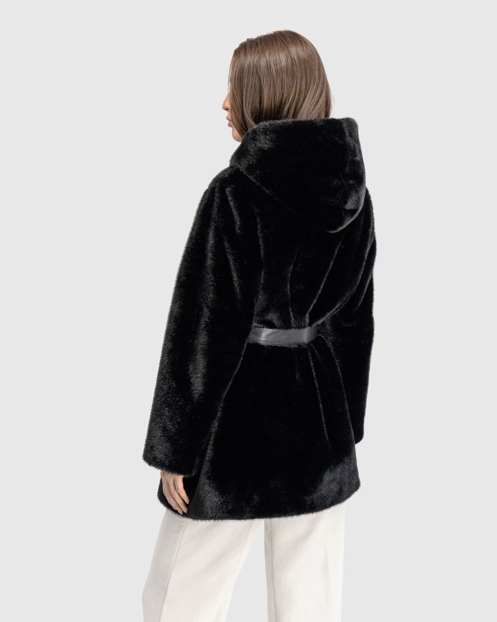 FUR-FREE MINK (FAUX FUR) PARKA, BELT