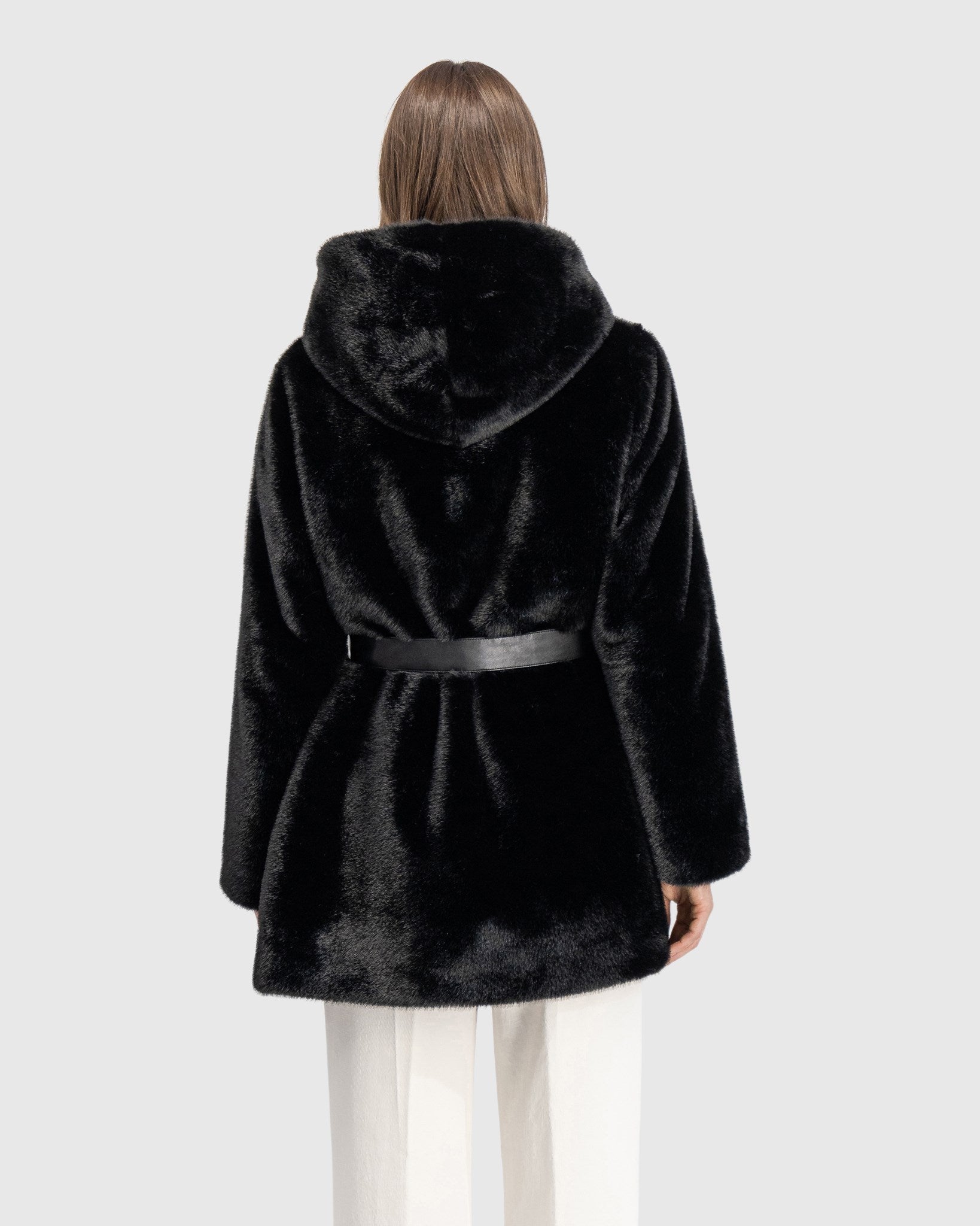 FUR-FREE MINK (FAUX FUR) PARKA, BELT