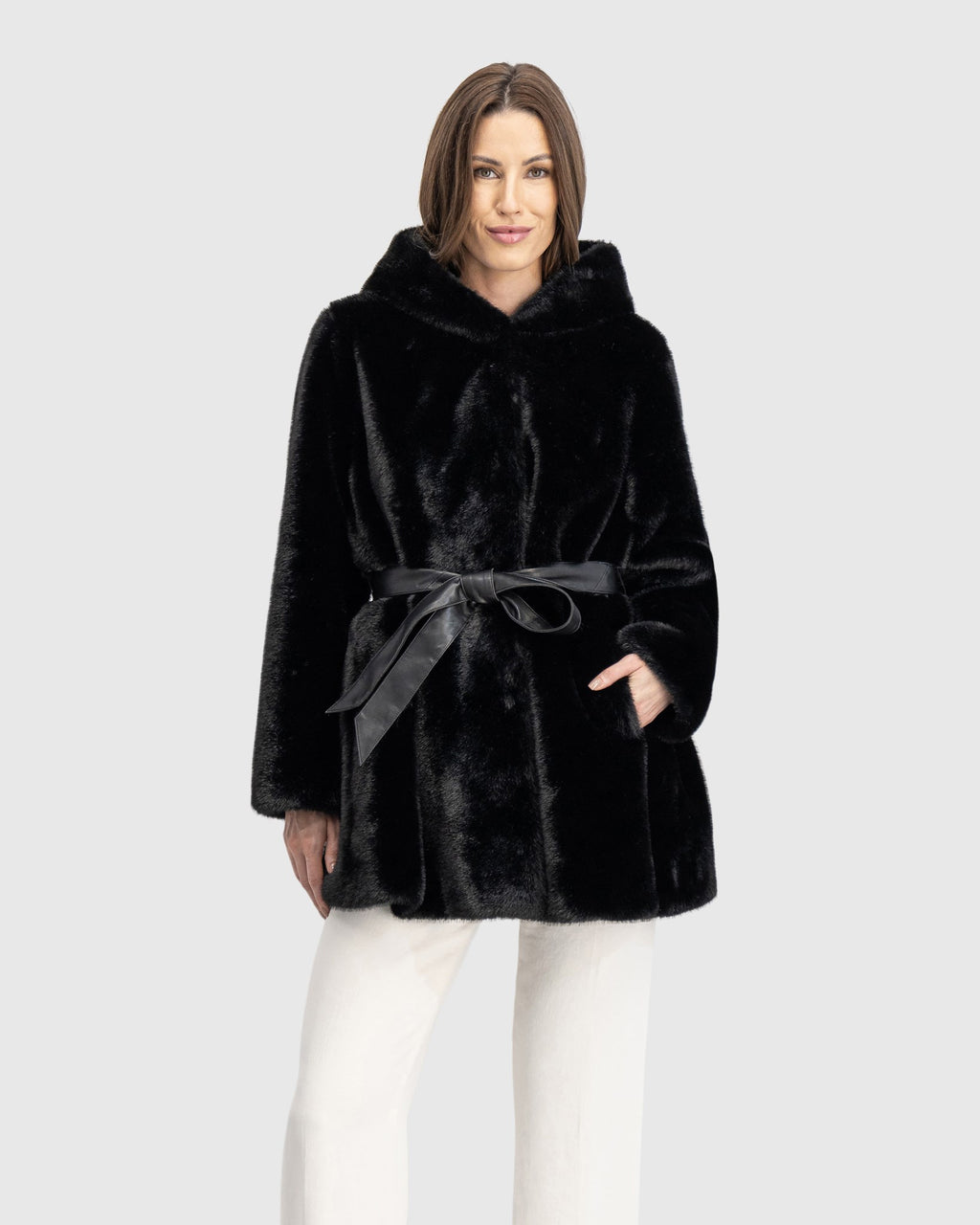 FUR-FREE MINK (FAUX FUR) PARKA, BELT
