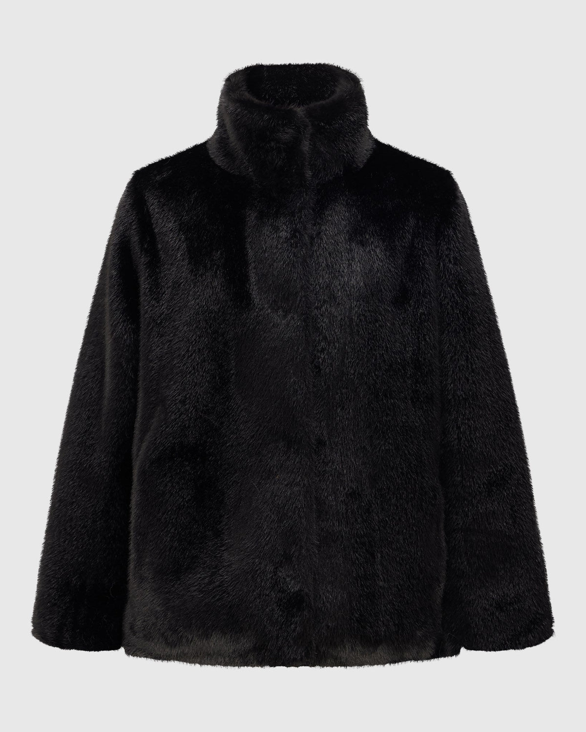 FUR-FREE MINK (FAUX FUR) REVERSIBLE JACKET - BLACK/BLACK