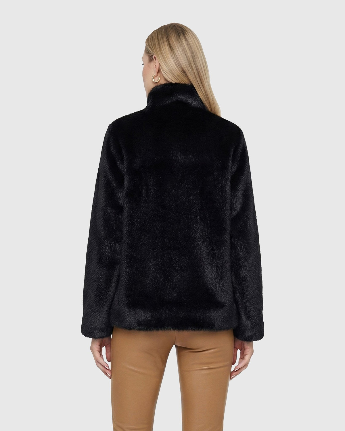 FUR-FREE MINK (FAUX FUR) REVERSIBLE JACKET - BLACK/BLACK
