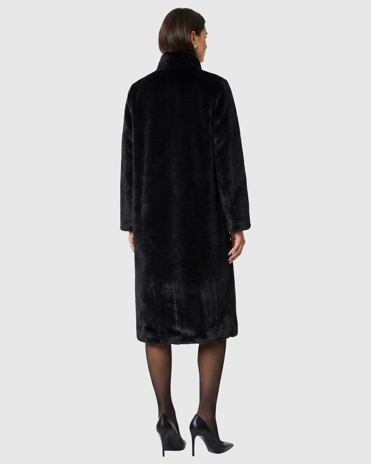 FUR-FREE MINK (FAUX FUR) REVERSIBLE COAT - BLACK/BLACK