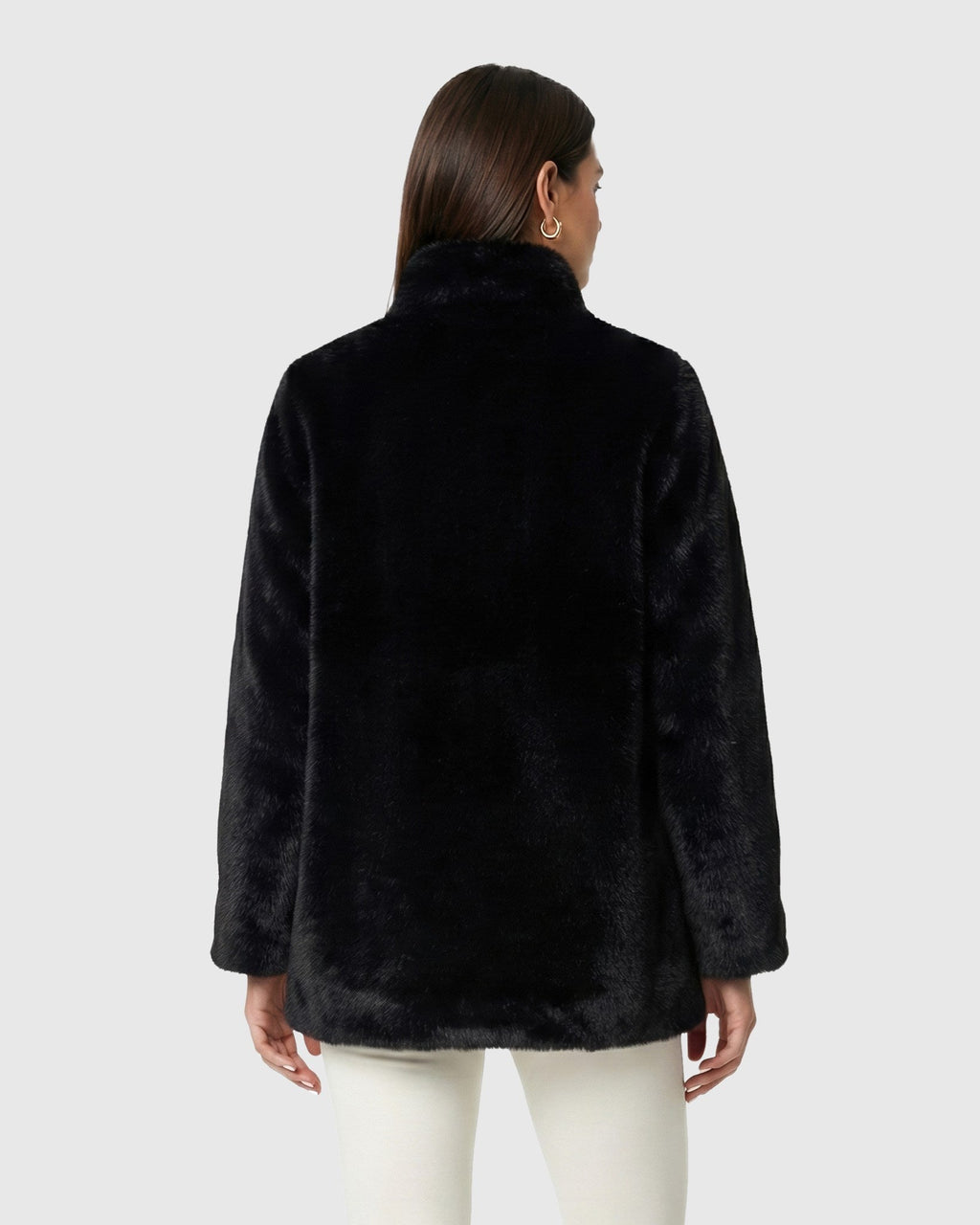 FUR-FREE MINK (FAUX FUR) REVERSIBLE JACKET - BLACK/BLACK