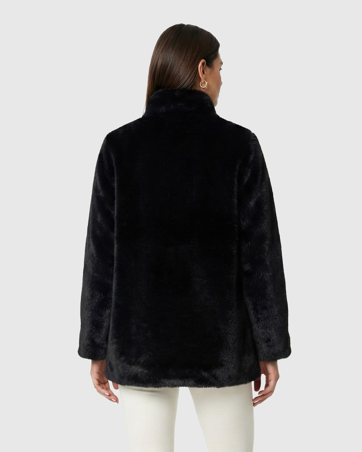 FUR-FREE MINK (FAUX FUR) REVERSIBLE JACKET - BLACK/BLACK