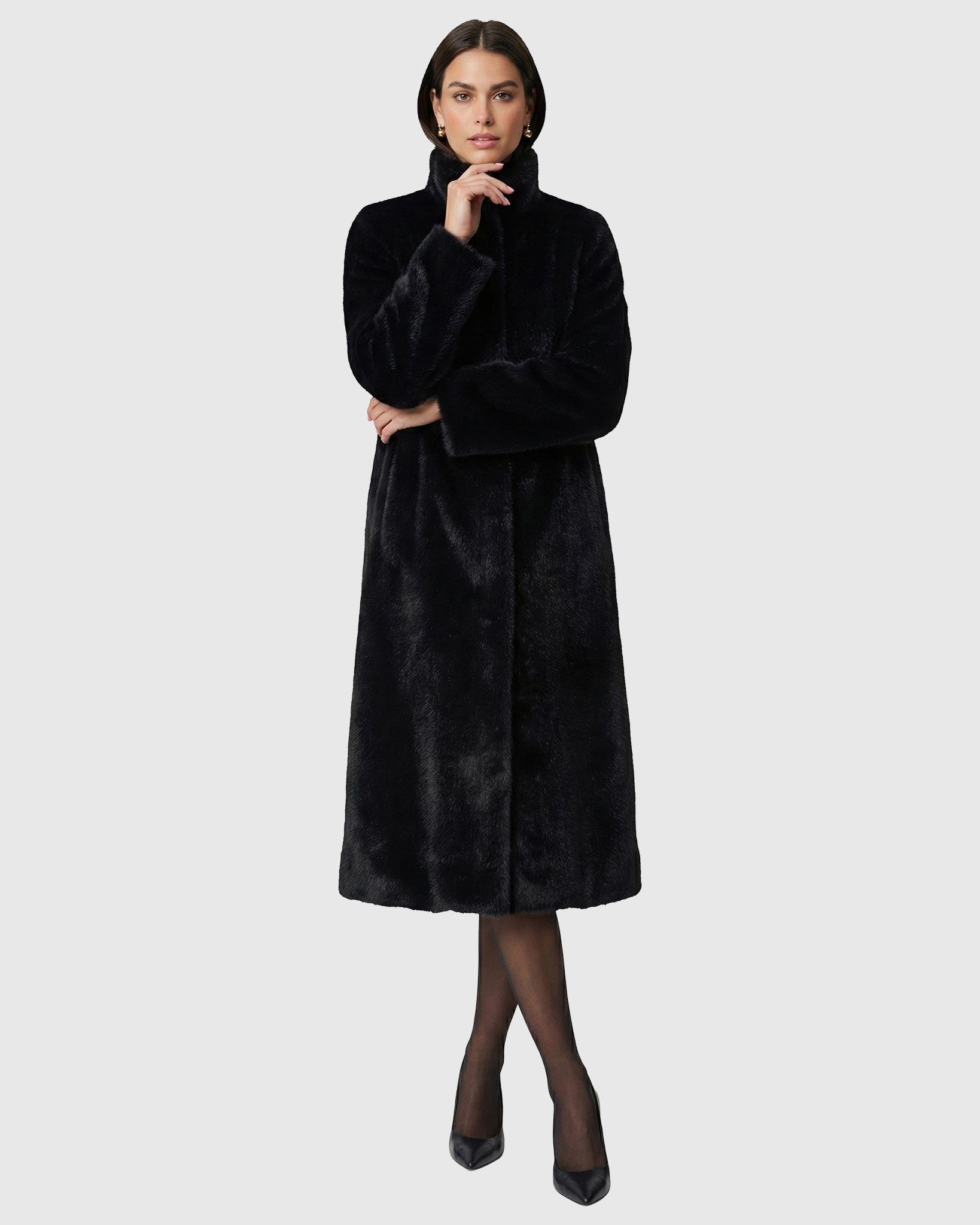 FUR-FREE MINK (FAUX FUR) COAT, REVERSIBLE