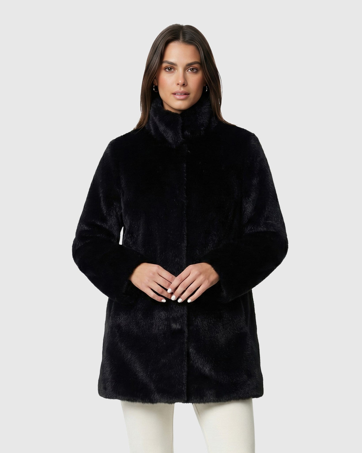 FUR-FREE MINK (FAUX FUR) REVERSIBLE JACKET - BLACK/BLACK
