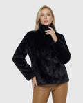 FUR-FREE MINK (FAUX FUR) REVERSIBLE JACKET - BLACK/BLACK