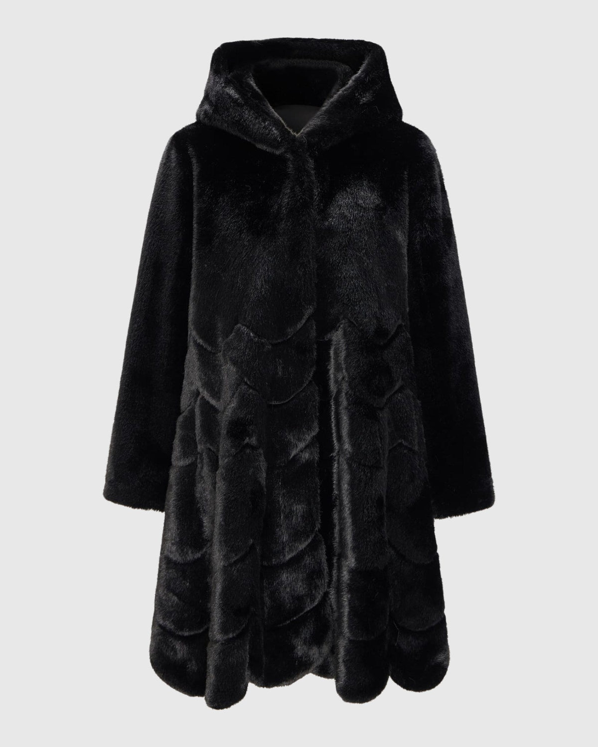 FUR-FREE MINK (FAUX FUR) REVERSIBLE PARKA - BLACK/BLACK