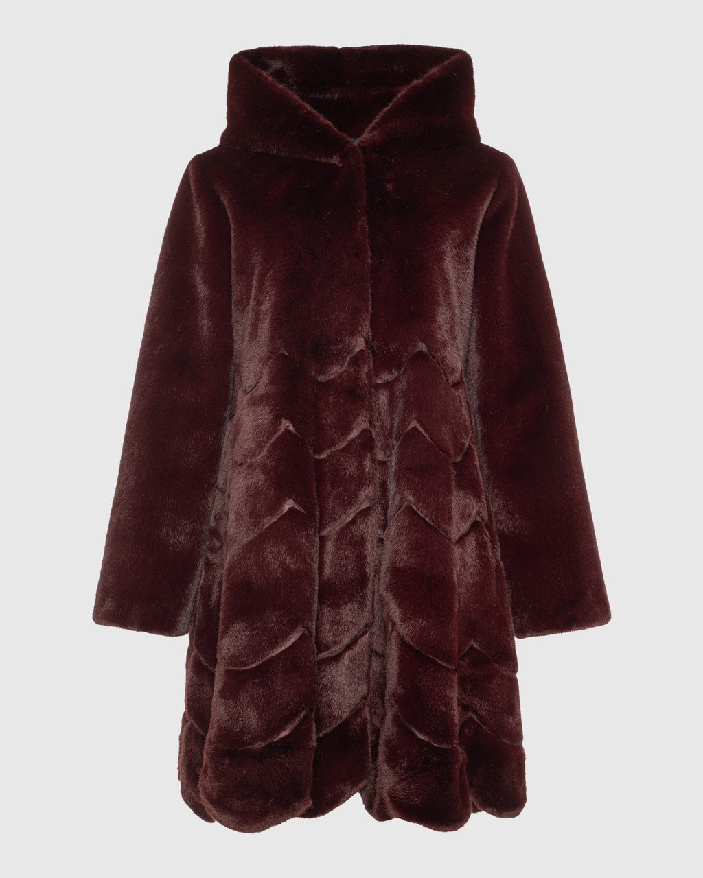 FUR-FREE MINK (FAUX FUR) REVERSIBLE PARKA - WINE/BLACK