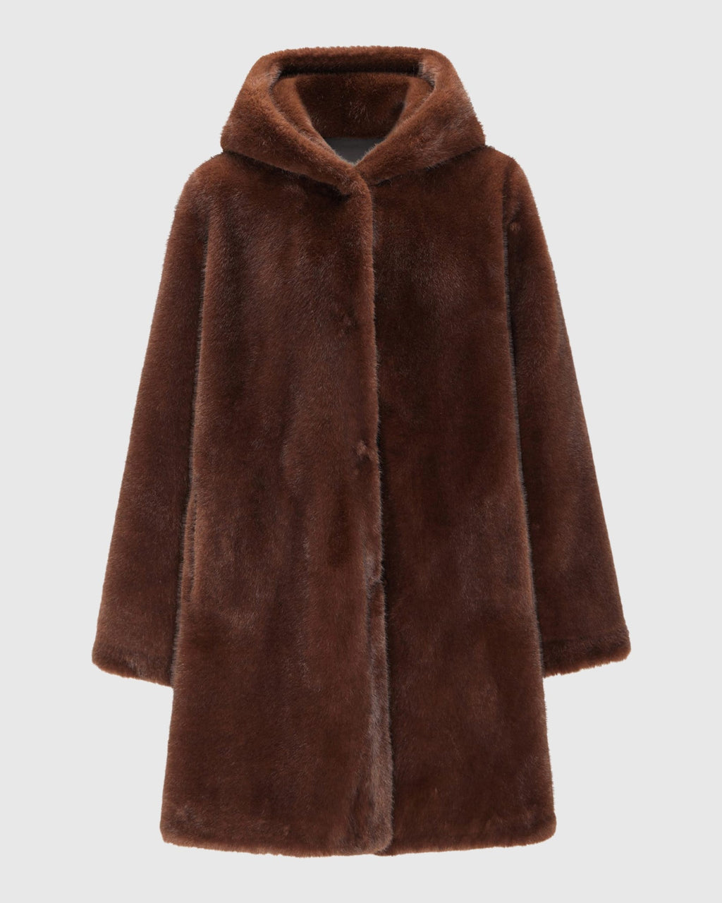 FUR-FREE MINK (FAUX FUR) REVERSIBLE PARKA - DARK BROWN/BLACK
