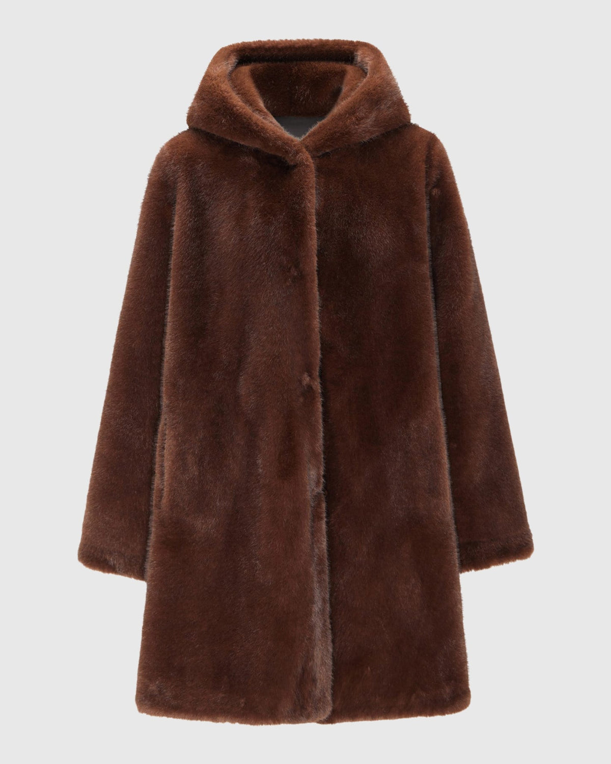 FUR-FREE MINK (FAUX FUR) REVERSIBLE PARKA - DARK BROWN/BLACK