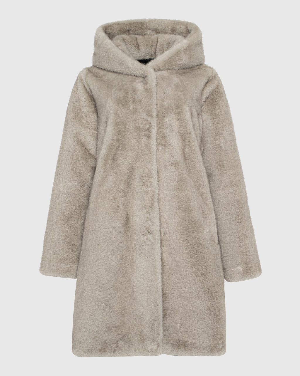 FUR-FREE MINK (FAUX FUR) REVERSIBLE PARKA - SILVER BLUE/BLACK