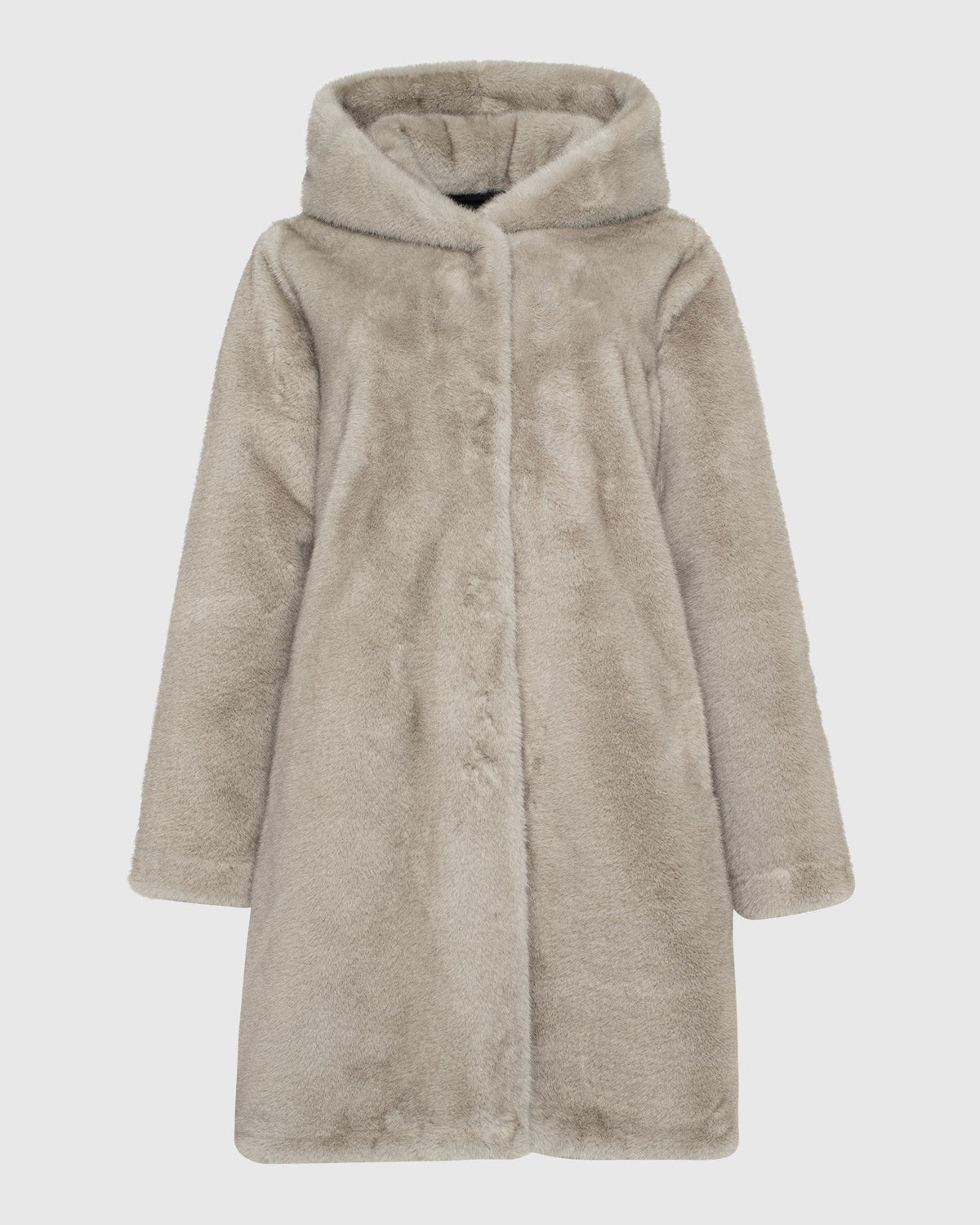 FUR-FREE MINK (FAUX FUR) REVERSIBLE PARKA - SILVER BLUE/BLACK