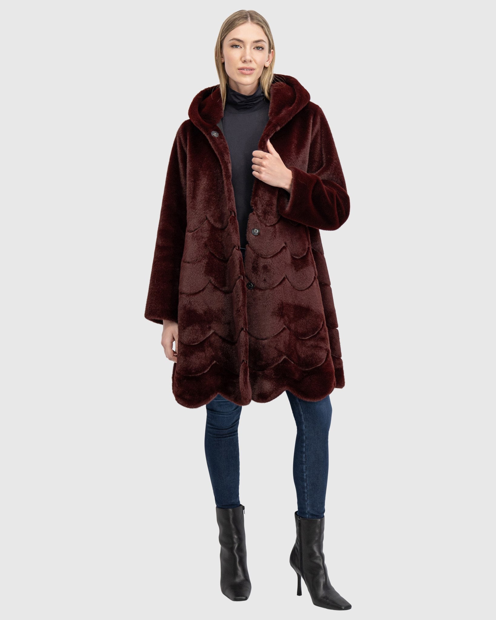 FUR-FREE MINK (FAUX FUR) REVERSIBLE PARKA