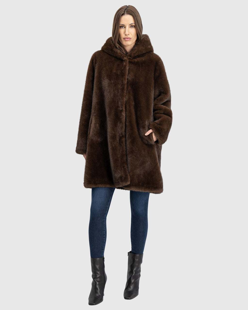 FUR-FREE MINK (FAUX FUR) REVERSIBLE PARKA