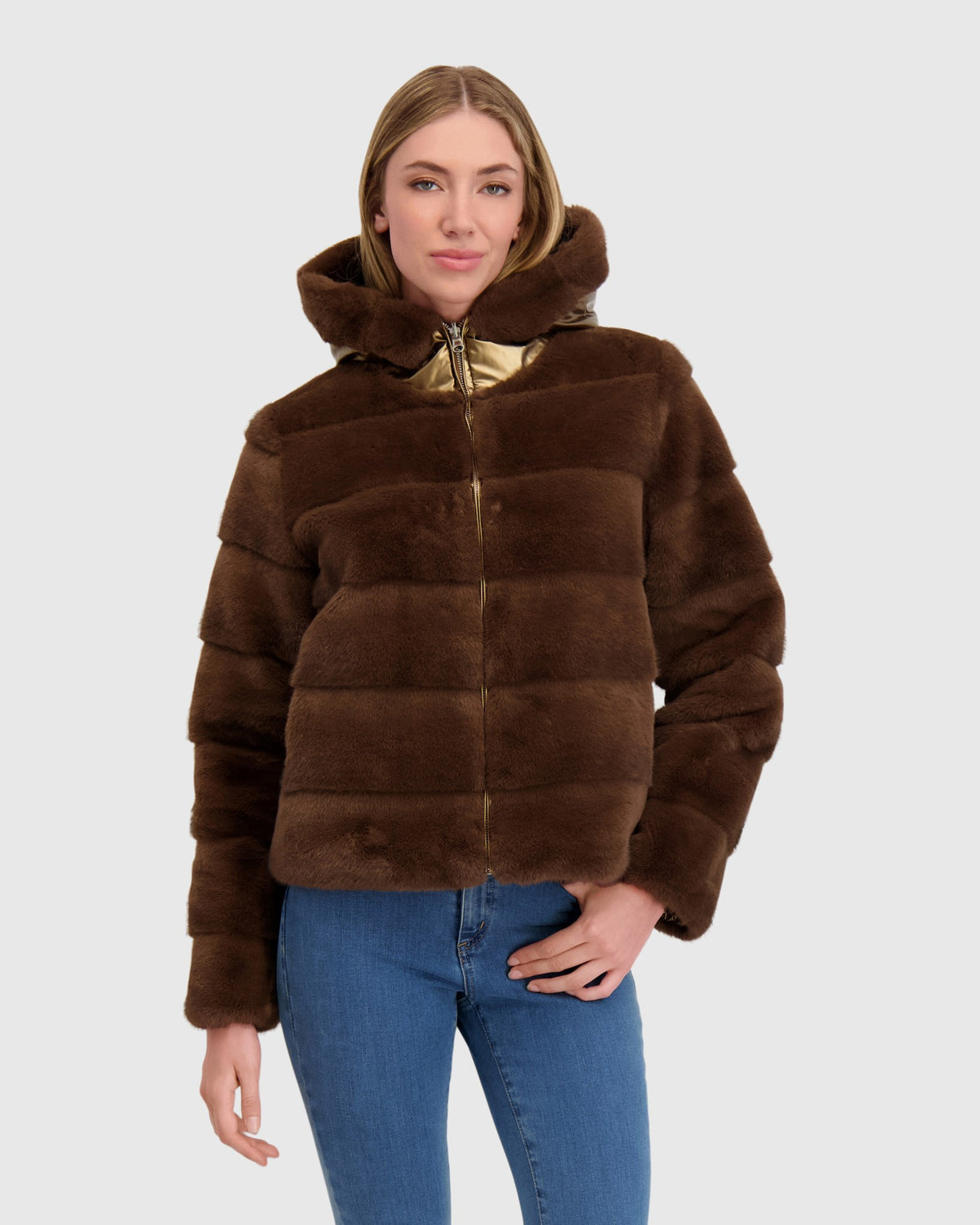 FUR-FREE MINK (FAUX FUR) REVERSIBLE PARKA, REVERSIBLE