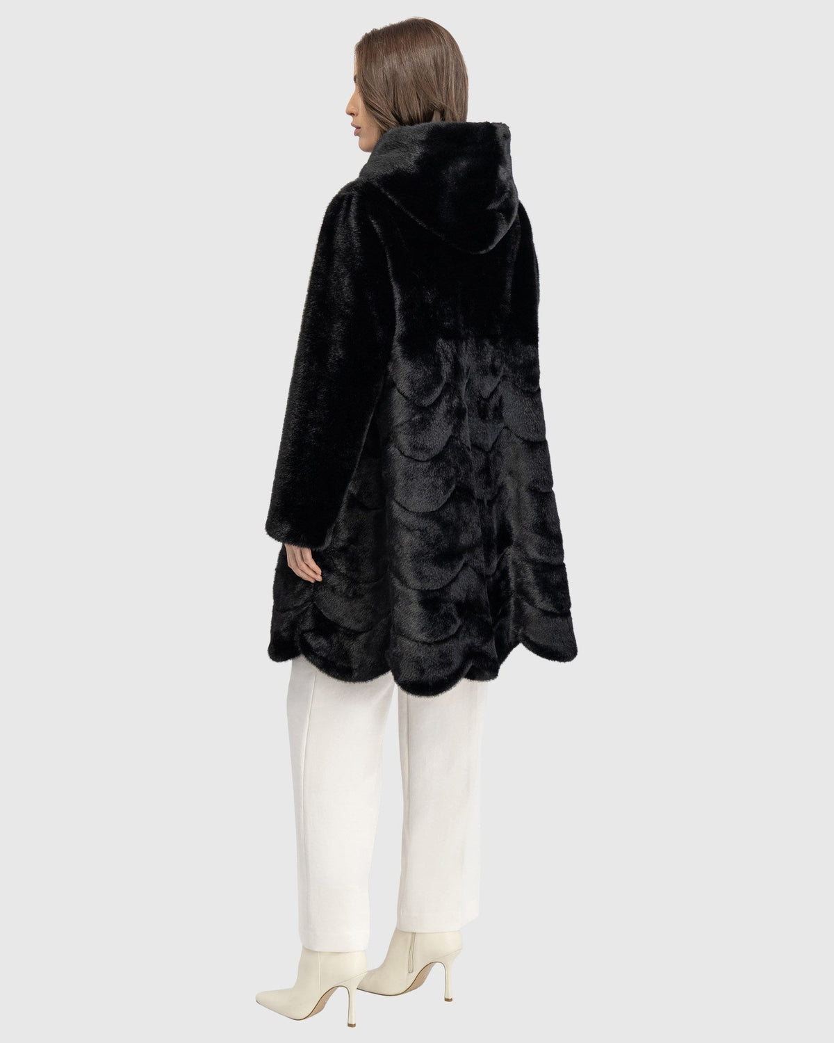 FUR-FREE MINK (FAUX FUR) REVERSIBLE PARKA - BLACK/BLACK