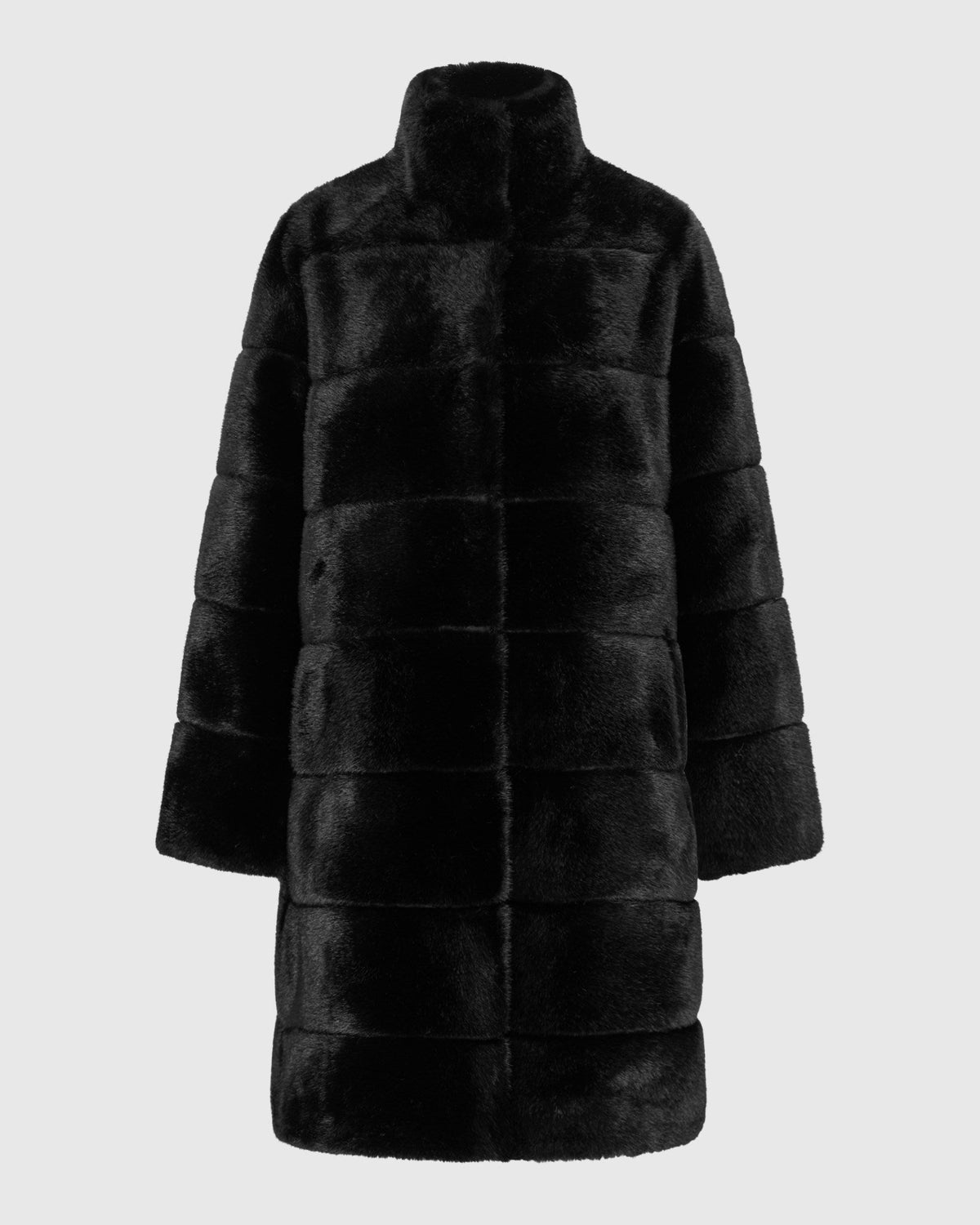 FUR-FREE MINK (FAUX FUR) REVERSIBLE SHORT COAT - BLACK/BLACK