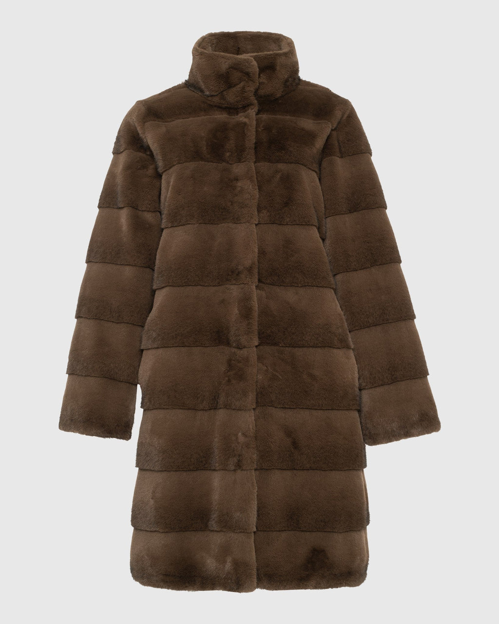 FUR-FREE MINK (FAUX FUR) REVERSIBLE SHORT COAT - BROWN/BLACK