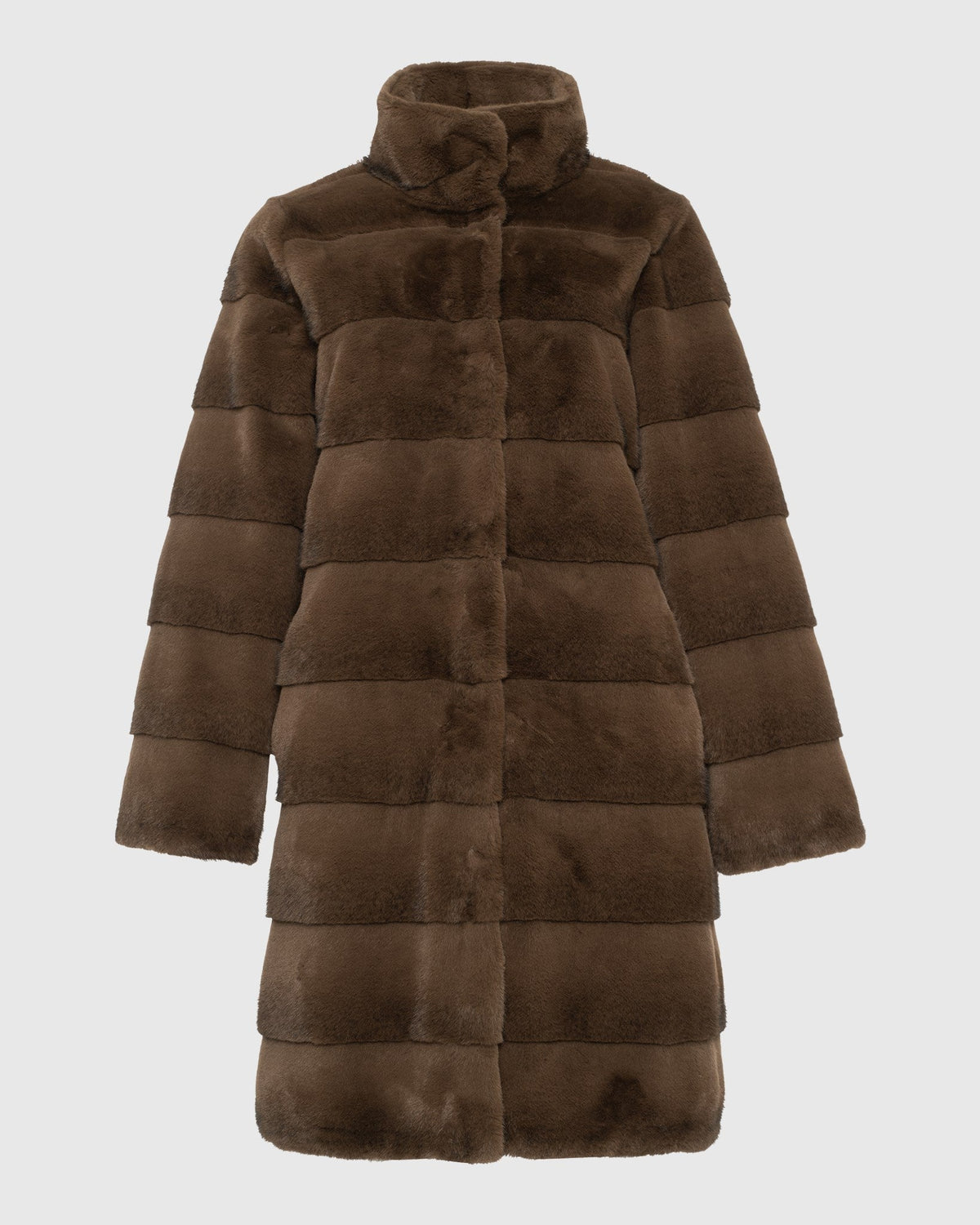FUR-FREE MINK (FAUX FUR) REVERSIBLE SHORT COAT - BROWN/BLACK