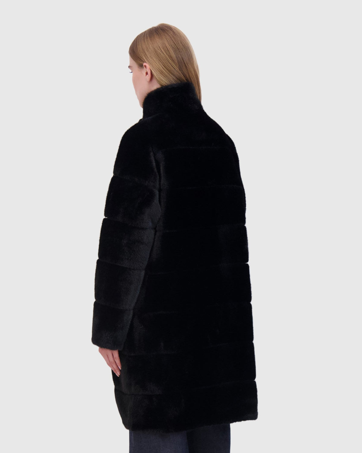 FUR-FREE MINK (FAUX FUR) REVERSIBLE SHORT COAT - BLACK/BLACK