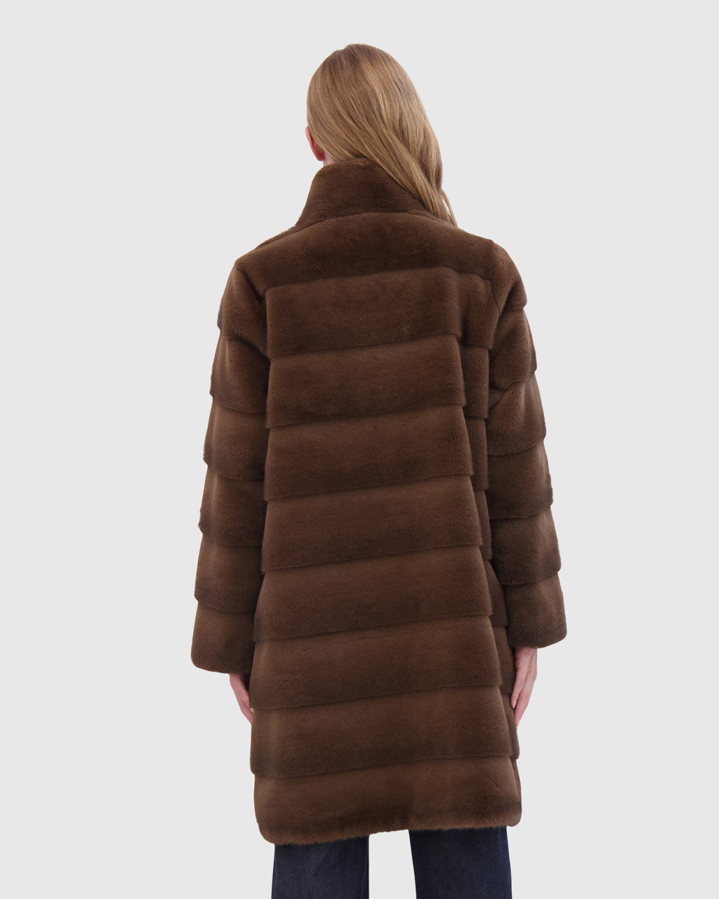 FUR-FREE MINK (FAUX FUR) REVERSIBLE SHORT COAT - BROWN/BLACK