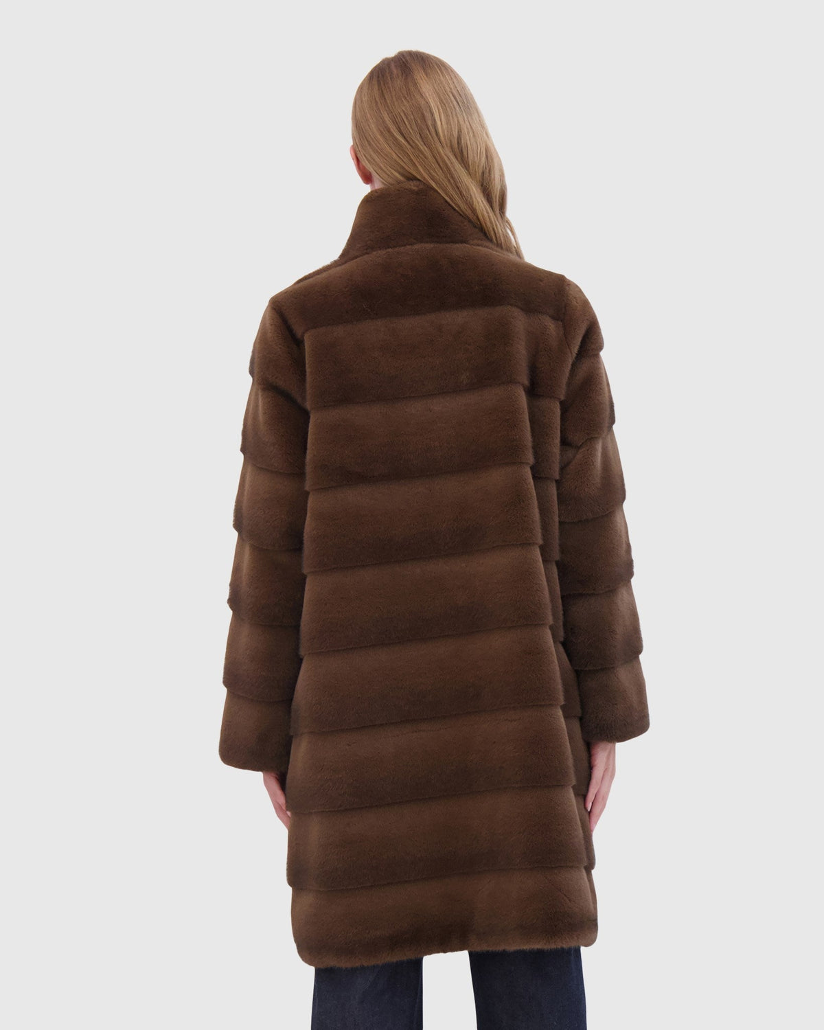 FUR-FREE MINK (FAUX FUR) REVERSIBLE SHORT COAT - BROWN/BLACK