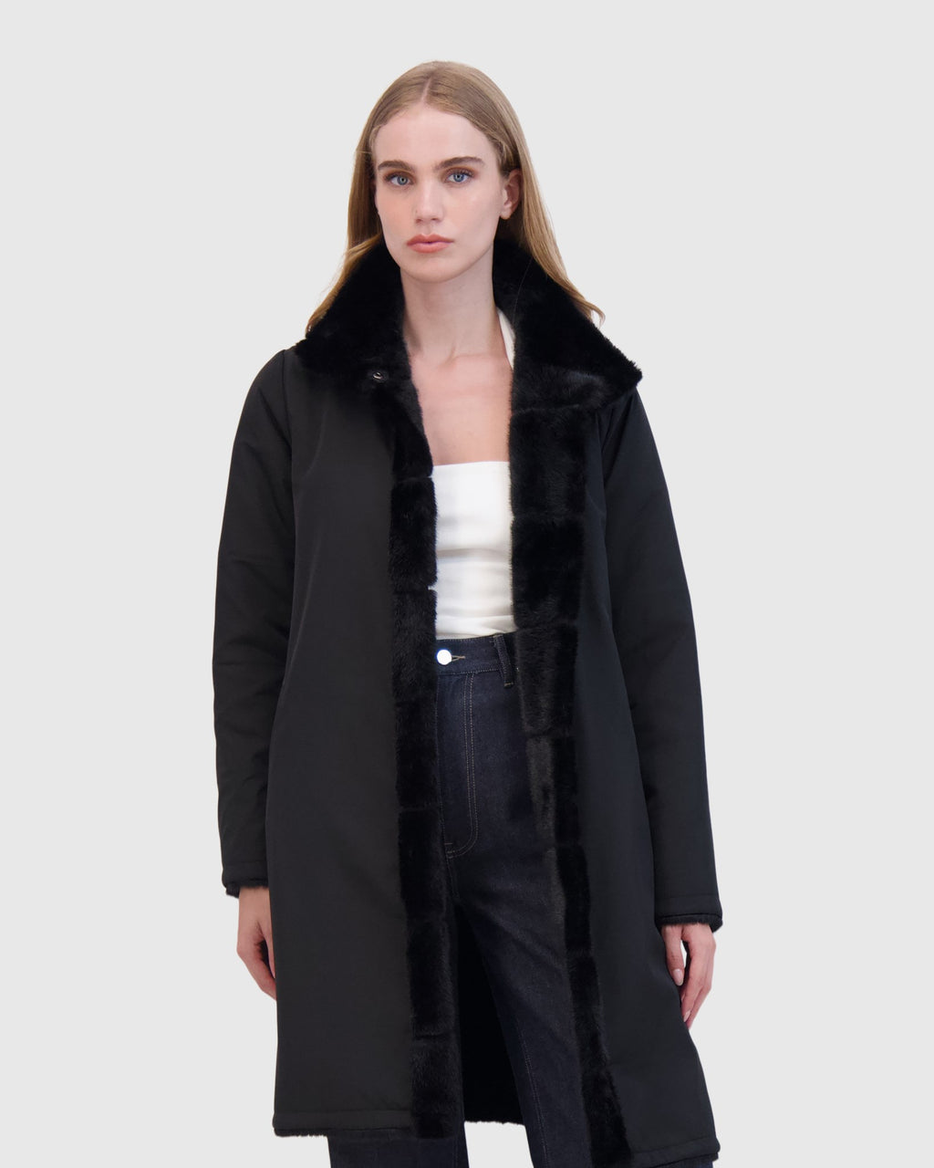 FUR-FREE MINK (FAUX FUR) REVERSIBLE SHORT COAT