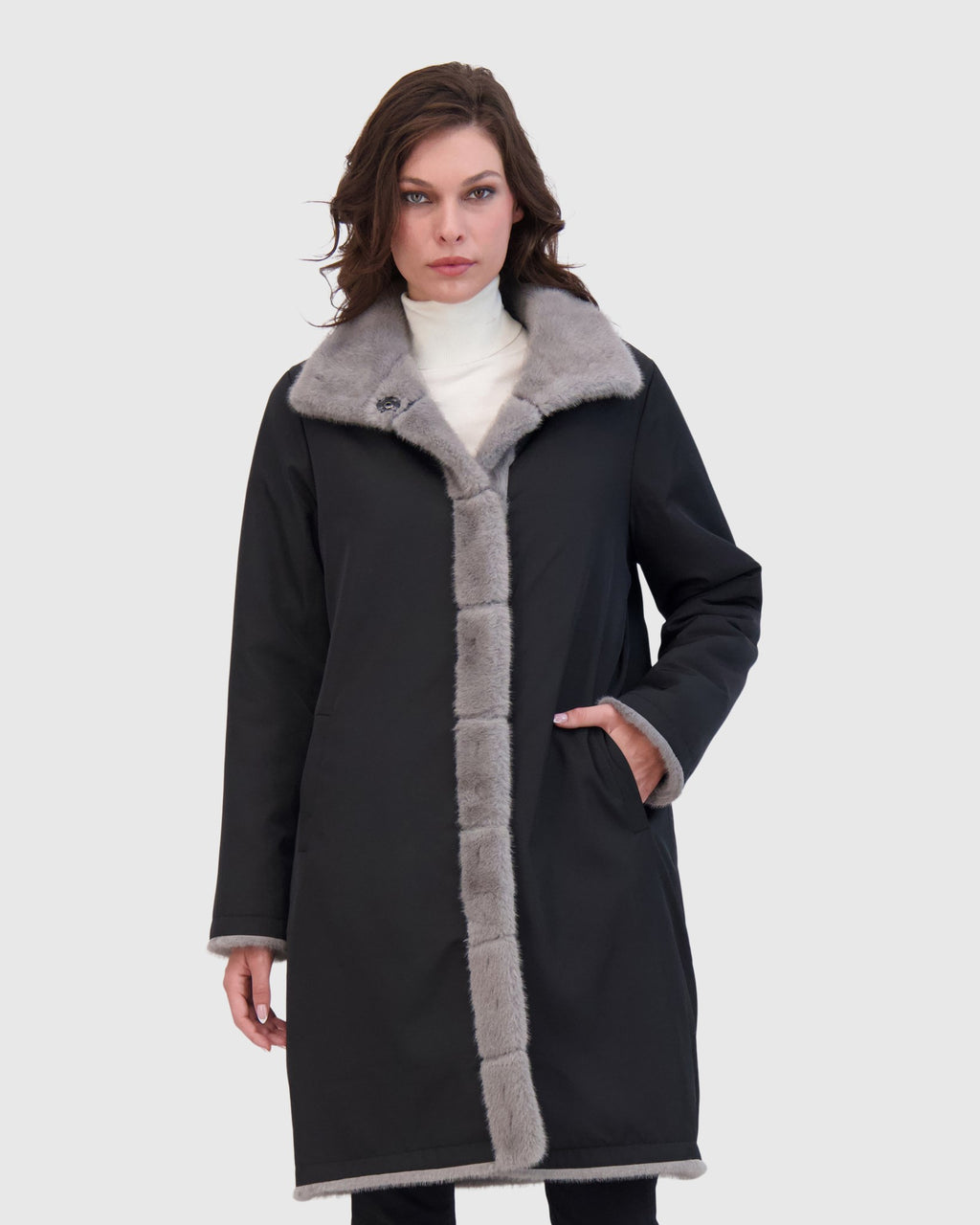 FUR-FREE MINK (FAUX FUR) REVERSIBLE SHORT COAT