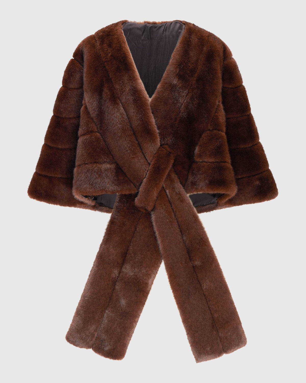 FUR-FREE MINK (FAUX FUR) STOLE - BROWN