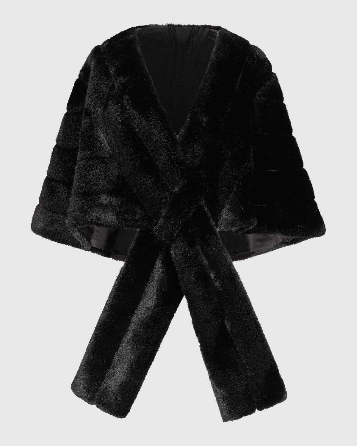 FUR-FREE MINK (FAUX FUR) STOLE - BLACK