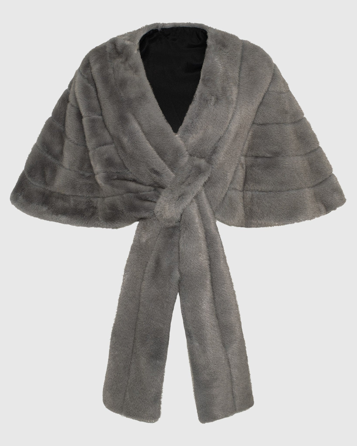 FUR-FREE MINK (FAUX FUR) STOLE - DARK GRAY