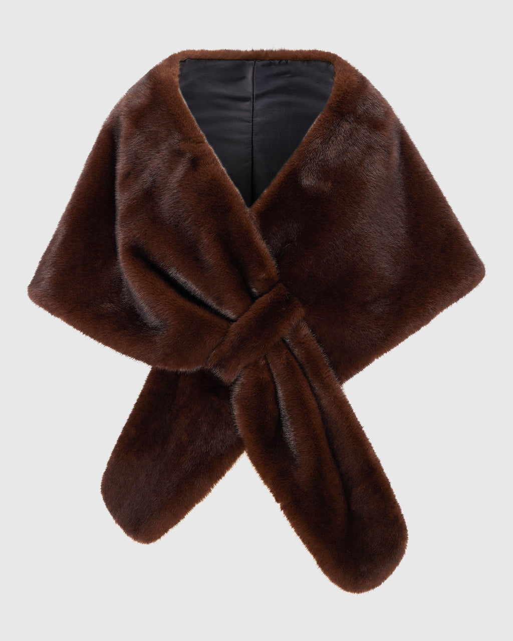 FUR-FREE MINK (FAUX FUR) STOLE - BROWN
