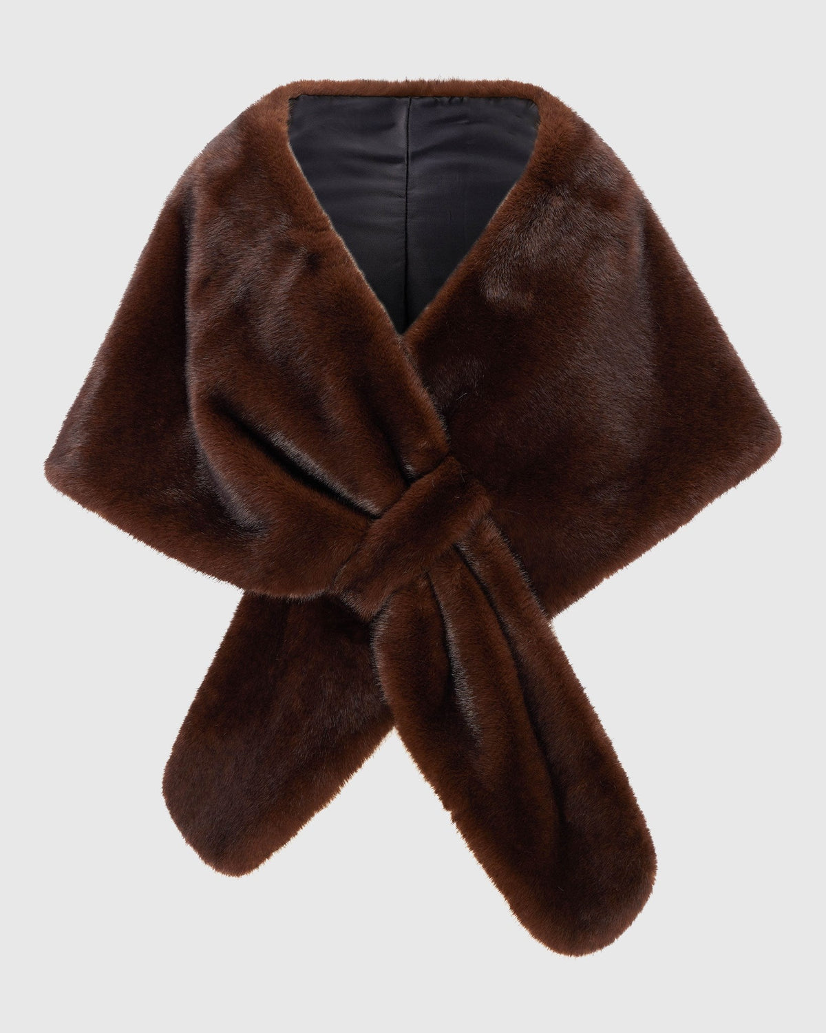 FUR-FREE MINK (FAUX FUR) STOLE - BROWN