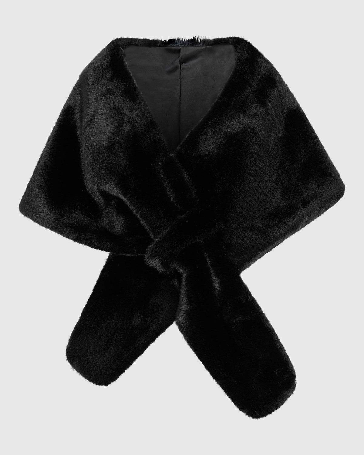 FUR-FREE MINK (FAUX FUR) STOLE - BLACK