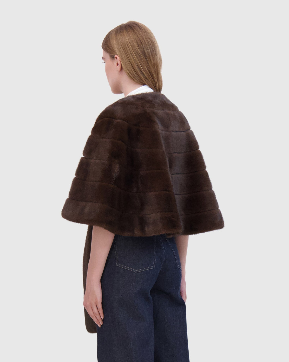 FUR-FREE MINK (FAUX FUR) STOLE - BROWN