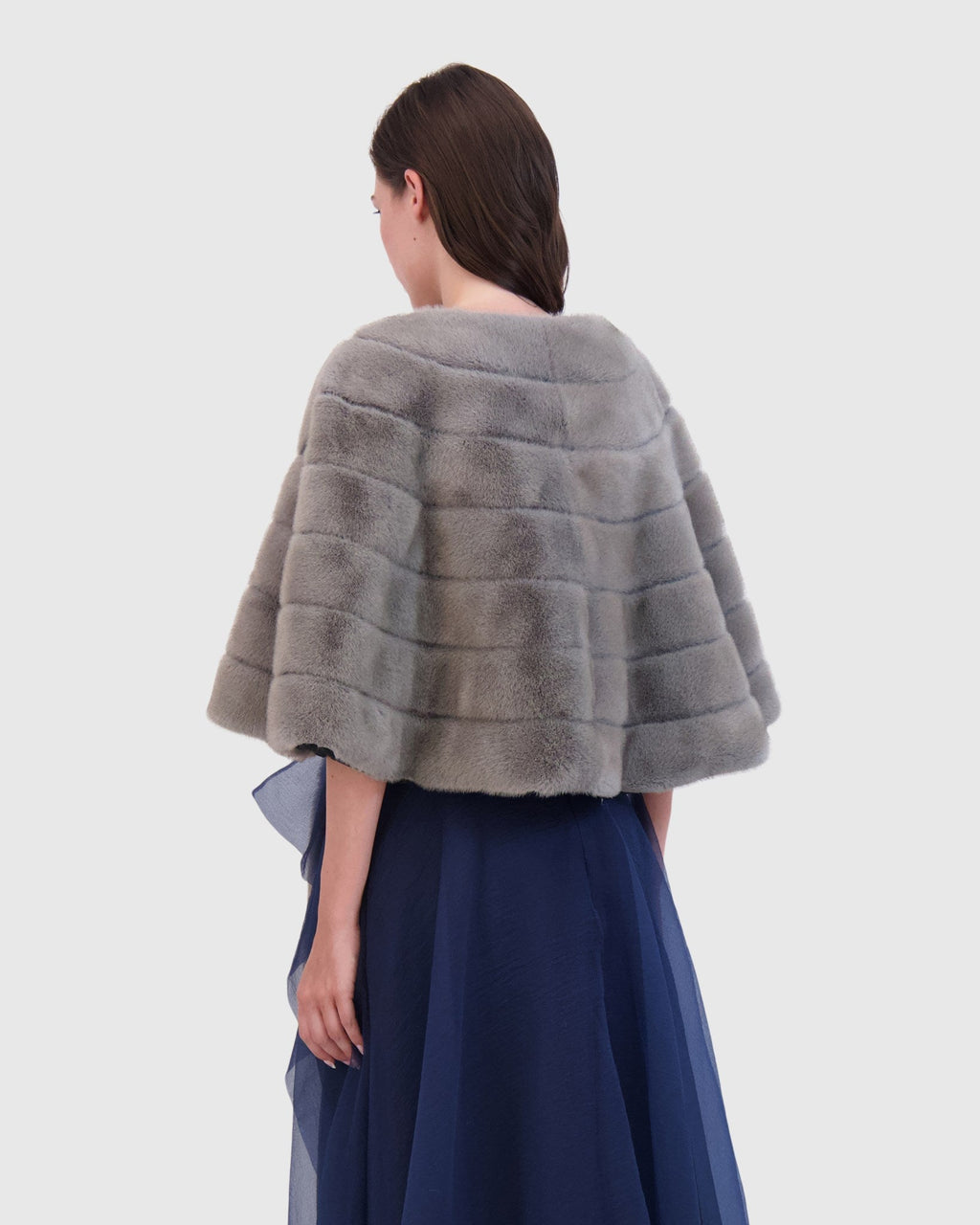 FUR-FREE MINK (FAUX FUR) STOLE - DARK GRAY